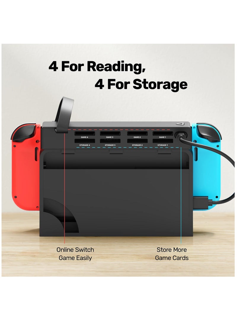8-in-1 Game Card Reader for Nintendo Switch/Switch OLED Console and Dock, multiple Switch Games Reader, Card Storage Holder Accessories (4 Slots for Switching Games + 4 Slots for Storage)  - Image 2