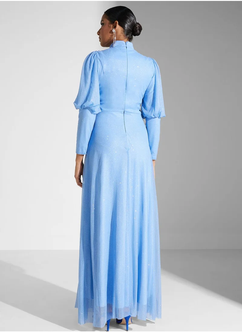 Khizana Embellished Detail Shimmer Dress