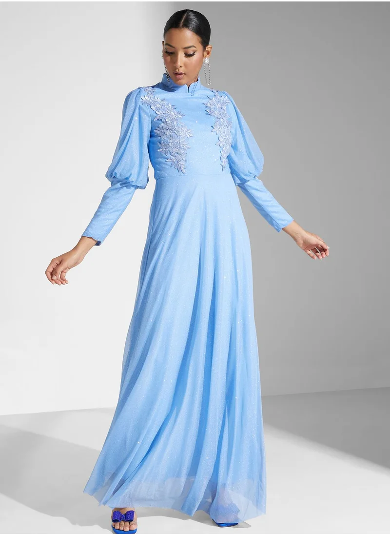 Khizana Embellished Detail Shimmer Dress
