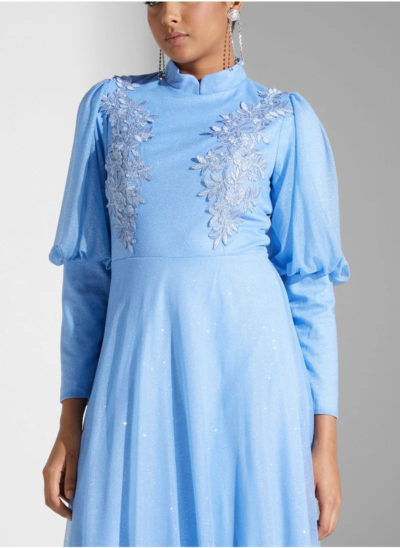 Khizana Embellished Detail Shimmer Dress