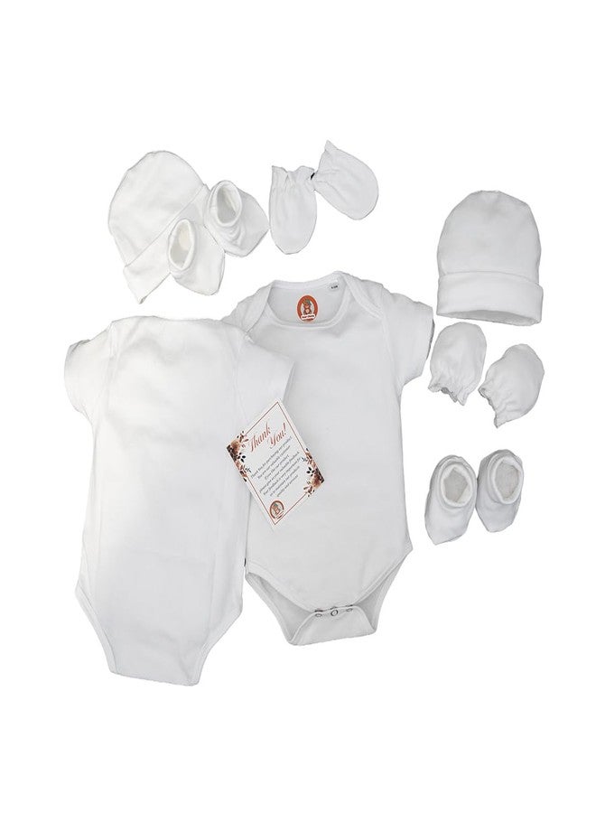 DearChamp طقم ملابس أطفال حديثي الولادة من القطن من Dearchamp®، يتضمن بدلة نوم، وقبعة، وجوارب، وقفازات / مستلزمات أساسية لحديثي الولادة (من 0 إلى 3 أشهر) - Image 1