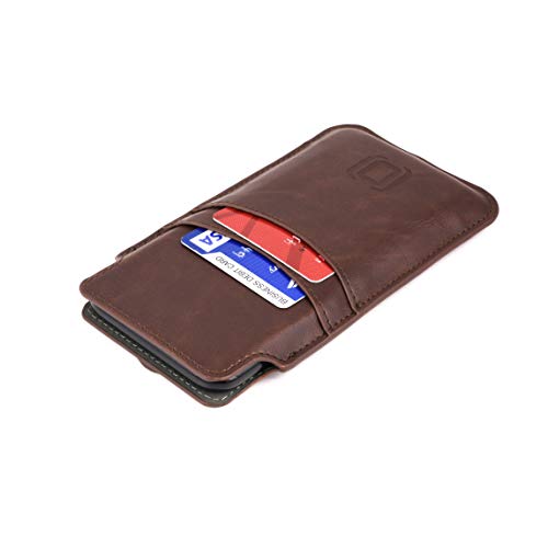 Dockem Provincial Wallet Sleeve for iPhone 11 Pro, XS, X (5.8 inch) – Vintage Vegan Leather Pouch Cover with 2 Card Holder Slots [Brown] - Image 1