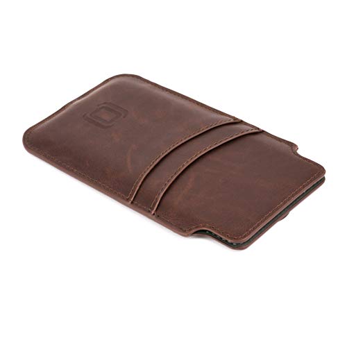 Dockem Provincial Wallet Sleeve for iPhone 11 Pro, XS, X (5.8 inch) – Vintage Vegan Leather Pouch Cover with 2 Card Holder Slots [Brown] - Image 4