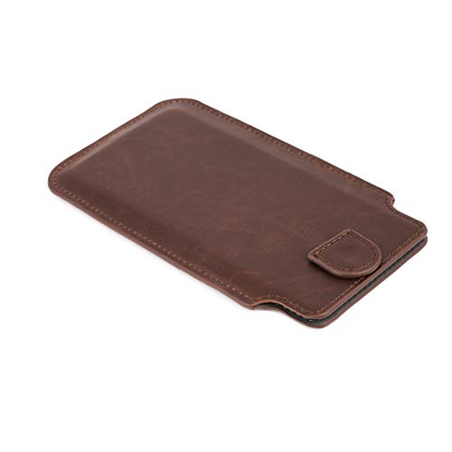 Dockem Provincial Wallet Sleeve for iPhone 11 Pro, XS, X (5.8 inch) – Vintage Vegan Leather Pouch Cover with 2 Card Holder Slots [Brown] - Image 5