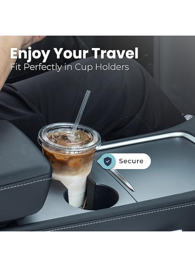Disposable Coffee Cups 100 Pack 16 oz Plastic Iced Coffee Cups with Flat Lids and Straws Disposable Clear Cup BPA Free Cup for Party Smoothie Cold Drinks Juice Milkshake Bubble Boba Tea - Image 2