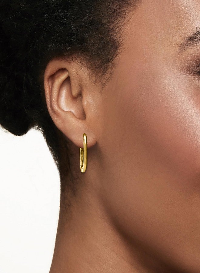 Ross-Simons Italian 18kt Gold Over Sterling Medium Paper Clip Link Hoop Earrings - Image 2