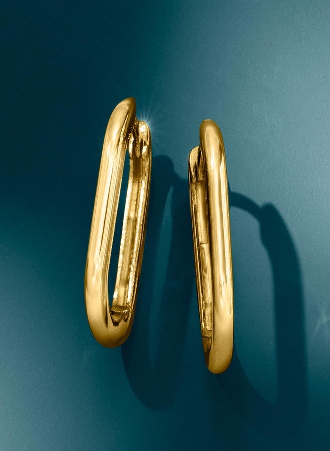 Ross-Simons Italian 18kt Gold Over Sterling Medium Paper Clip Link Hoop Earrings - Image 3