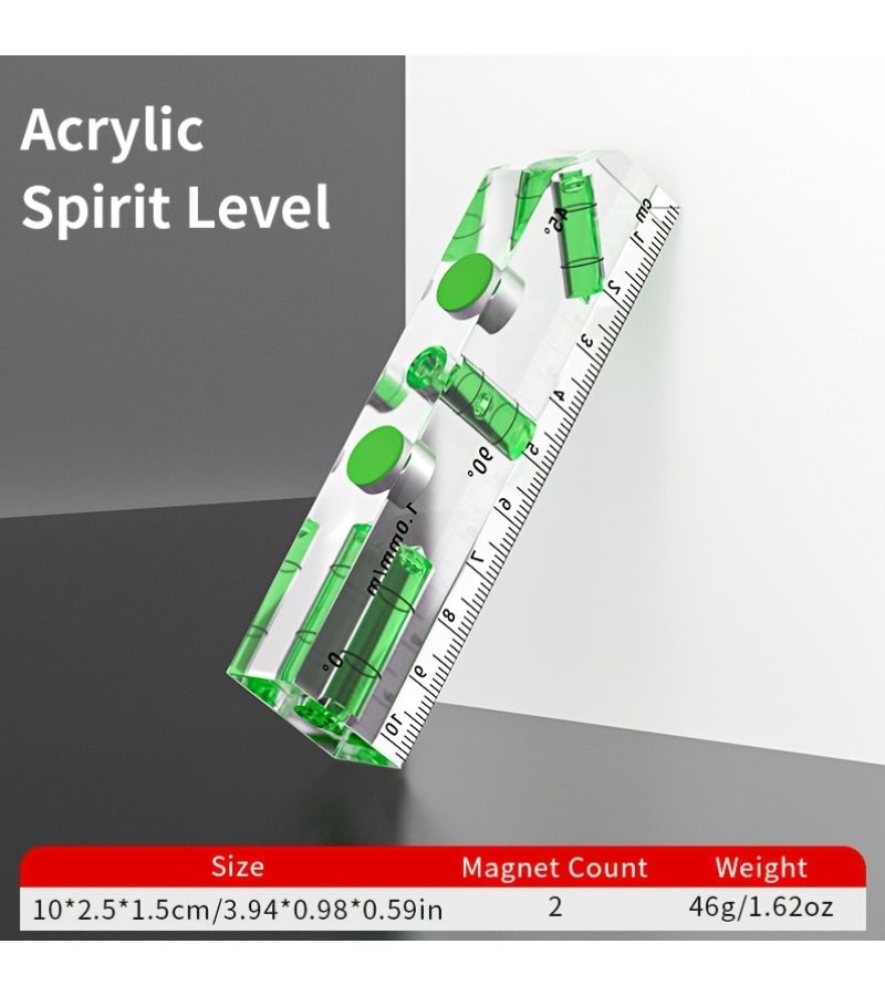 Acrylic Magnetic Mini Level Transparent Horizontal Ruler 3.74 Inch For Home Precision Measurement - Image 2