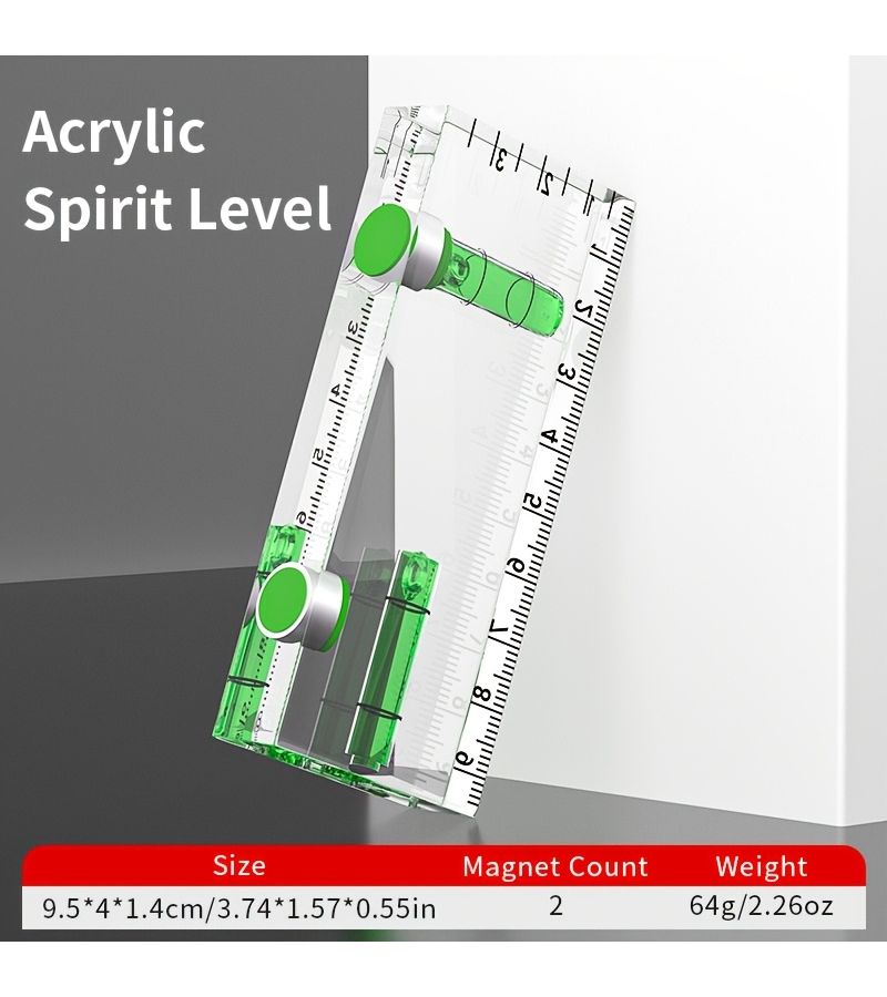 Acrylic Magnetic Mini Level Transparent Horizontal Ruler 3.74 Inch For Home Precision Measurement - Image 3