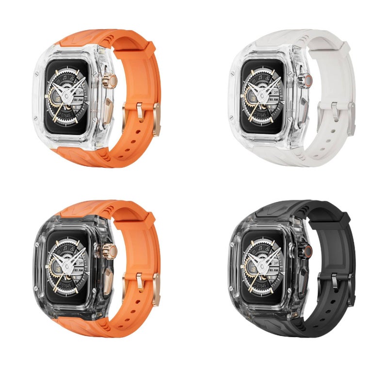 سوار ساعة ذكية باللون أسود قابل للتعديل متوافق مع Apple Watch 42/44/45/49mm بملاءمة قابلة للتعديل وحزام بديل - Image 3