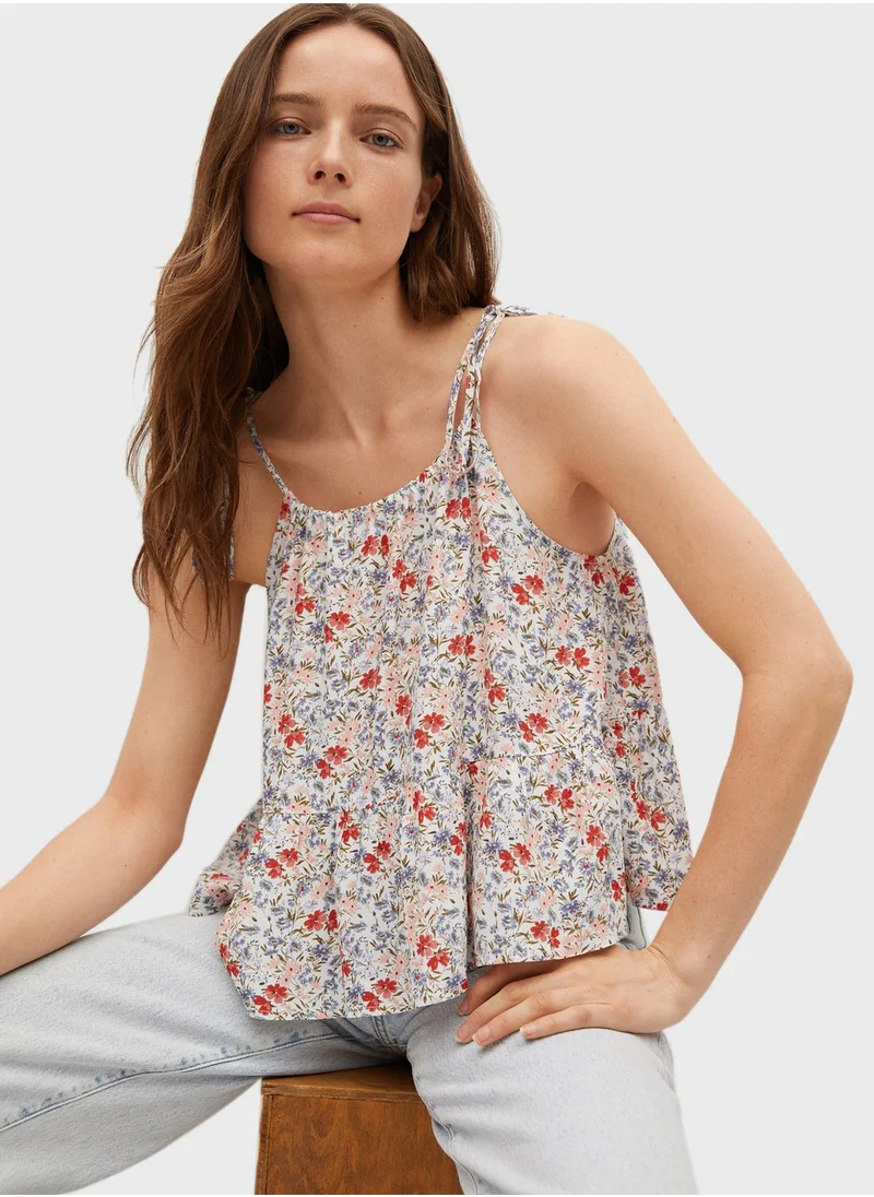 MANGO Tie Shoulder Cami Top