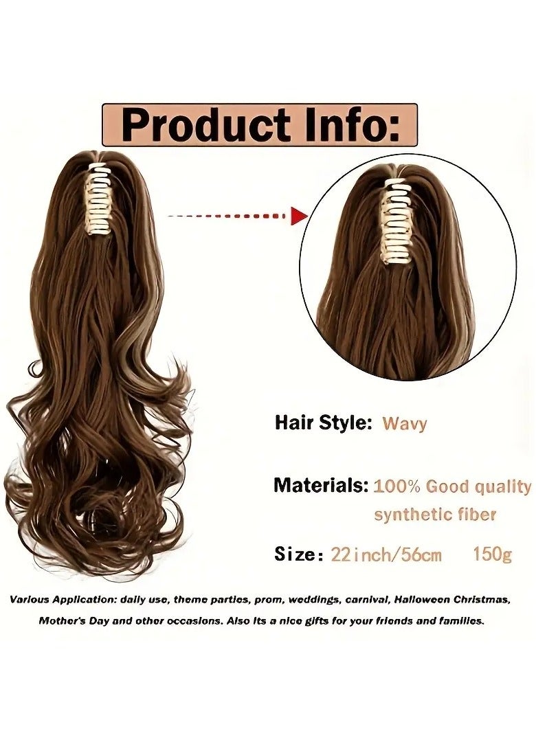 أوريتي تمديدات ذيل الحصان الطويلة المموجة-مشبك مخلب 55.88 سم في قطعة شعر اصطناعية للنساء-إضافة حجم والأسلوب إلى شعرك - Image 3