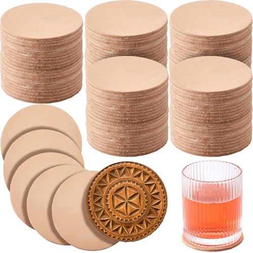Bulyoou 50 Pack Round Vegetable Tan Leather 314 Tooling Veg Circular Leather Pieces Sheet for Laser Engraving Coasters Tooling Stamping Carving Thickness 32 mm - Image 1