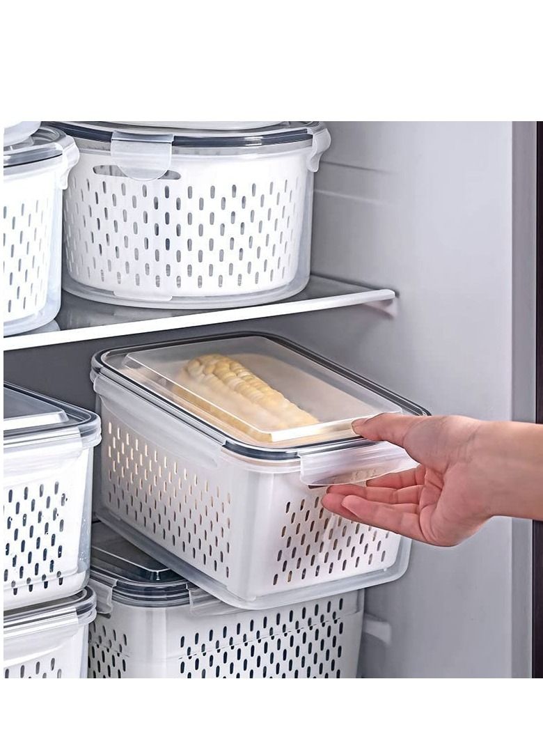 Cool Baby COOLBABY Fresh Vegetable Fruit Storage Container BPA Free Refrigerator Storage Container Zoned Salad Container Refrigerator Organizer for Storing Fruits and Vegetables White Large Size - Image 4