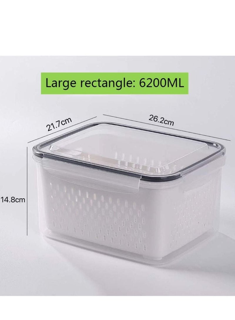 Cool Baby COOLBABY Fresh Vegetable Fruit Storage Container BPA Free Refrigerator Storage Container Zoned Salad Container Refrigerator Organizer for Storing Fruits and Vegetables White Large Size - Image 5