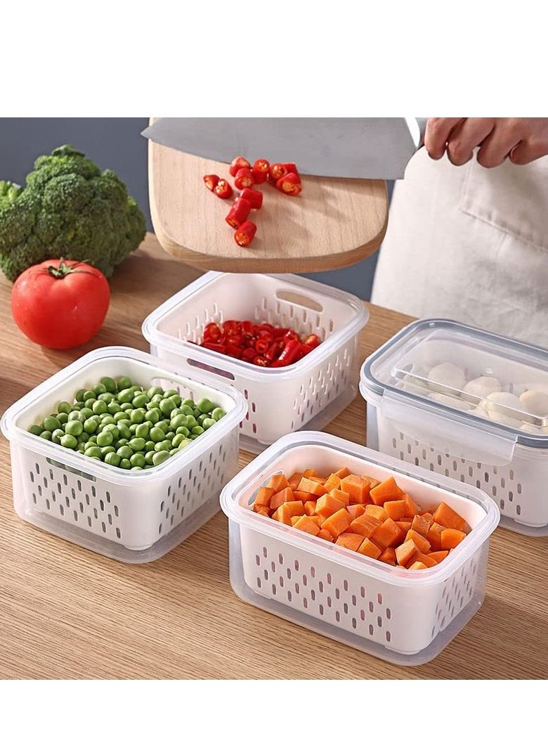 Cool Baby COOLBABY Fresh Vegetable Fruit Storage Container BPA Free Refrigerator Storage Container Zoned Salad Container Refrigerator Organizer for Storing Fruits and Vegetables White Large Size - Image 3