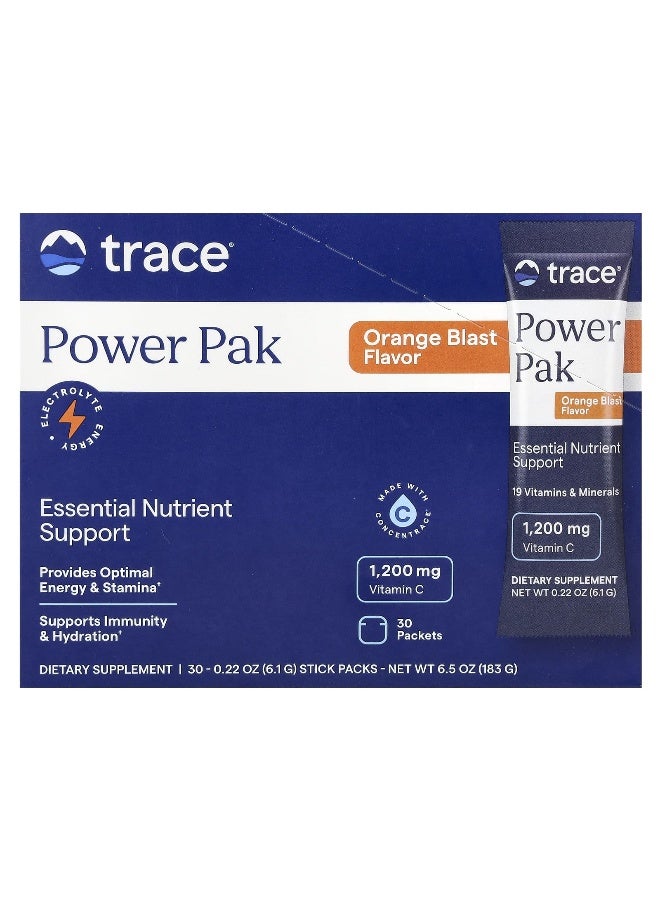 Trace, Power Pak, Orange Blast, 30 Stick Packets, 0.22 oz (6.1 g) Each - Image 1