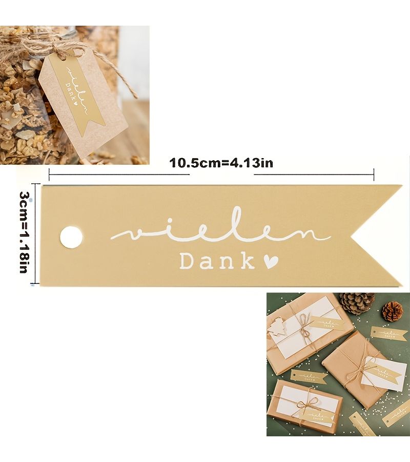 Thank You Gift Tags 50pcs with Jute Twine Decorative Birthday Cards - Image 2