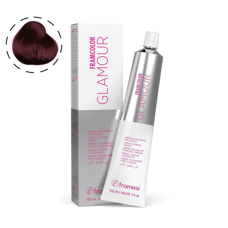 فراميسي مورفوسيس Framesi FRAMCOLOR GLAMOUR 4.65 Medium Chestnut Naturale Purple 100ml — لون شعر بني كستنائي متوسط بنفسجي طبيعي - Image 1