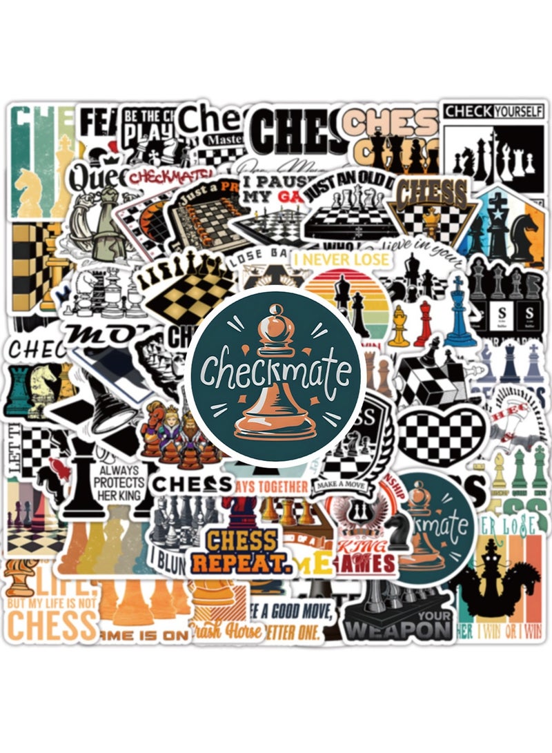 50 PCS Chess Stickers,Chess Decorations, Vinyl Stickers for Laptop,Scrapbook,Water Bottle,Phone,Gifts for Chess Player,Kids,Teens,Students - Image 2