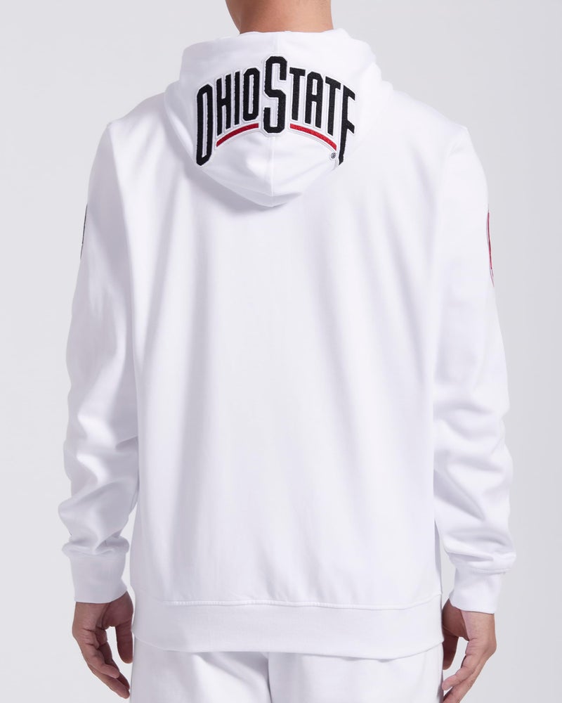 Pro Standard Mens Ohio State University College Classic Chenille Full Zip Hoodie White L - Image 2