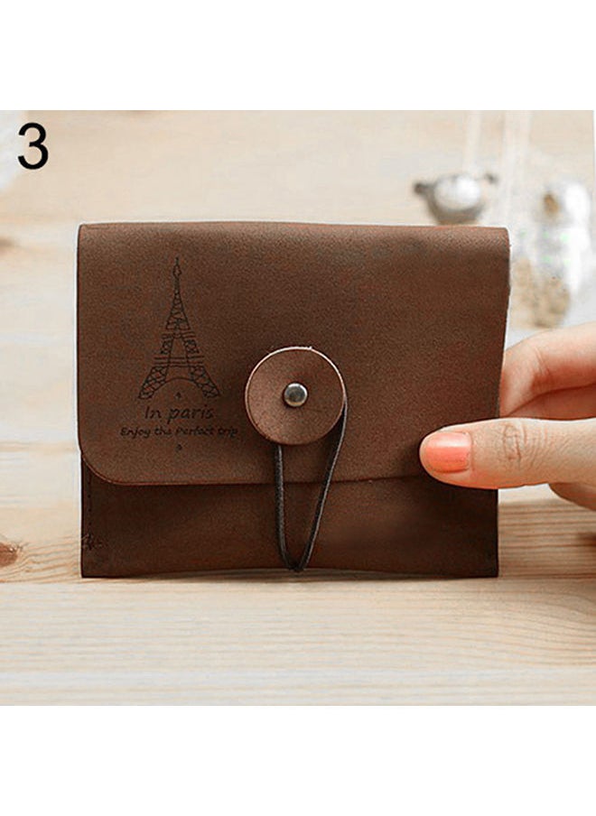NIBEMINENT Women's Men's Vintage Eiffel Tower Coin Purse Small Fold Key Pouch Wallet Bag Dark Brown  - Image 1