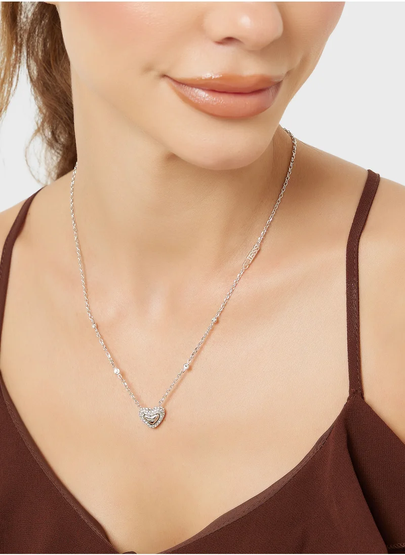 جس Jubn05018Jwrht/U 16-18 Inch Pave Heart Necklace