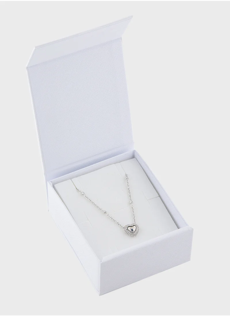 جس Jubn05018Jwrht/U 16-18 Inch Pave Heart Necklace