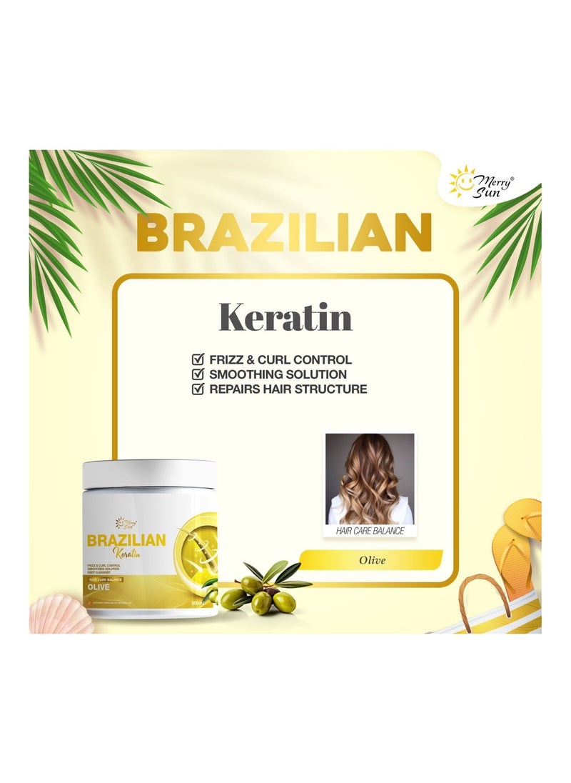 merry sun - Brazilian Keratin with Olive Hair Care Balance Treatment 500ml - Image 1