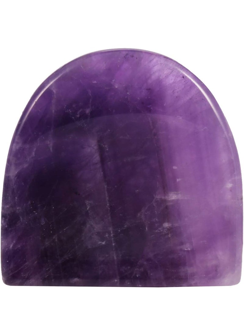 SUNYIK SUNYIK Handcarved Thumb Worry Stone, Polished Palm Pocket Stones Healing Crystals, Half Round, Amethyst 