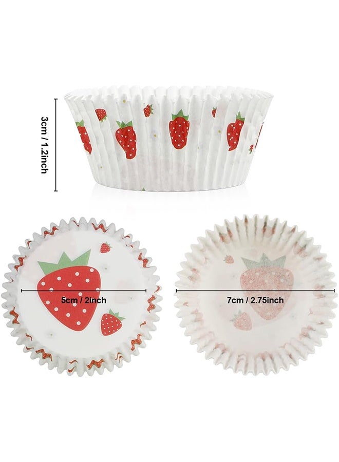 Cupcake Liners,100 pcs Muffin Liners,Cupcake Wrappers,Paper Cupcake Liners for Baking,Muffin Baking Cups,Paper Baking Cups Strawberry Standard Size 2x1.25inch - Image 2