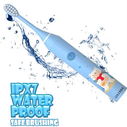 US1984 Sonic Electric Toothbrush for Adults with 5 Modes, 3 Brush Heads & Rechargeable, Last up to 30 Days, Ultra Soft Nylon Bristles, IPX7 Waterproof, Kids Power Toothbrush (Blue) - Image 3