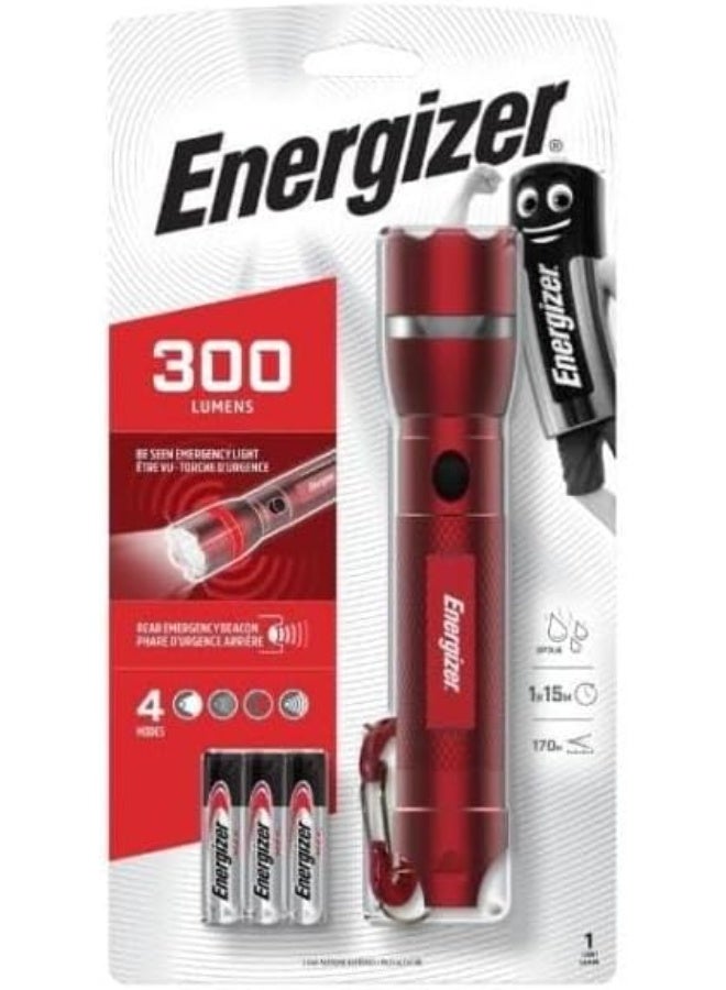 Energizer LED Flashlight, 300 Lumen, IPX4 Water Resistant, Durable Hand Held LED Light With Beacon, The Perfect Emergency Light - Image 1