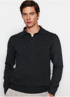 Anthracite Slim Fit Polo Neck Buttoned Smart Knitwear Sweater TMNAW23KZ00238 - pzsku/Z719295D0079A04C73D37Z/45/_/1730941412/7449de48-3cec-4c50-bb09-b0b41d4a0775