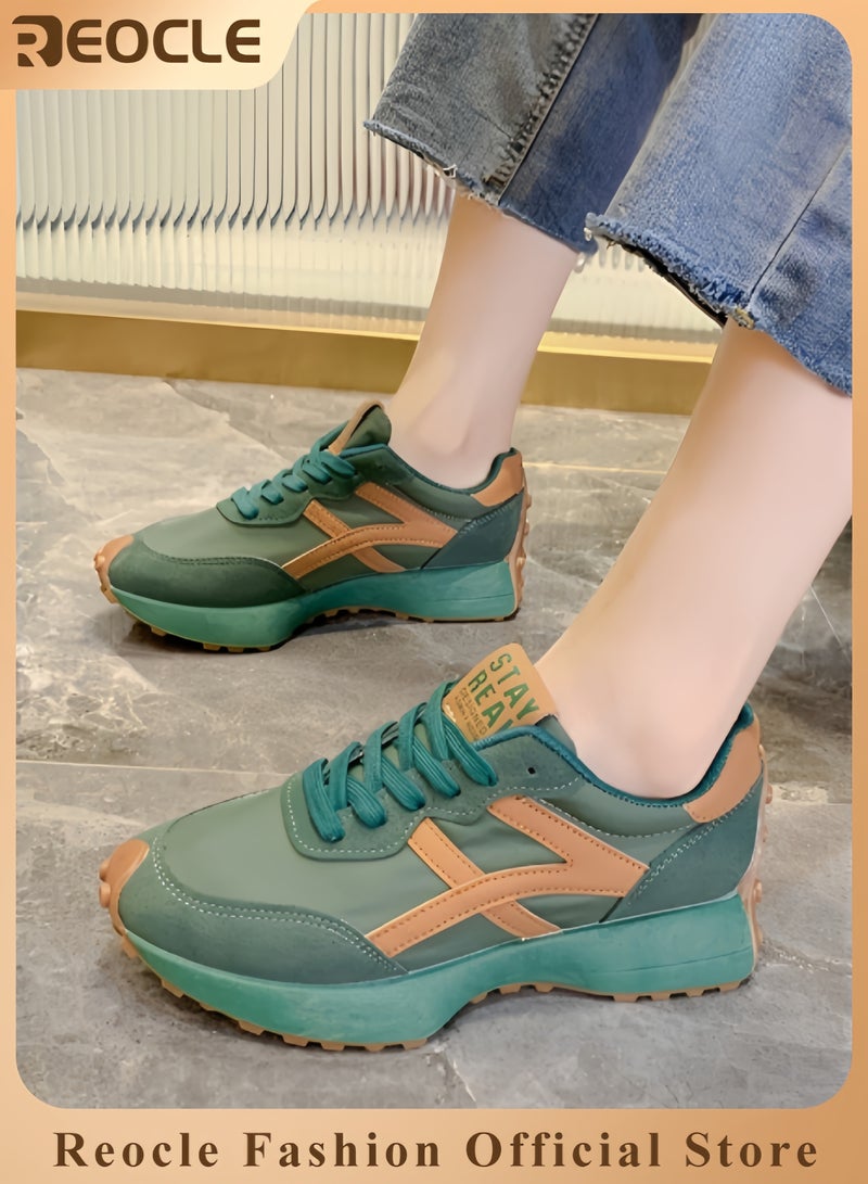 REOCLE Women's Sneaker Casual Comfort Cross Trainer Kicks Lace Up Nylon Sneaker Wide Widths Sneaker Running Shoe Racing Sneaker - Image 1