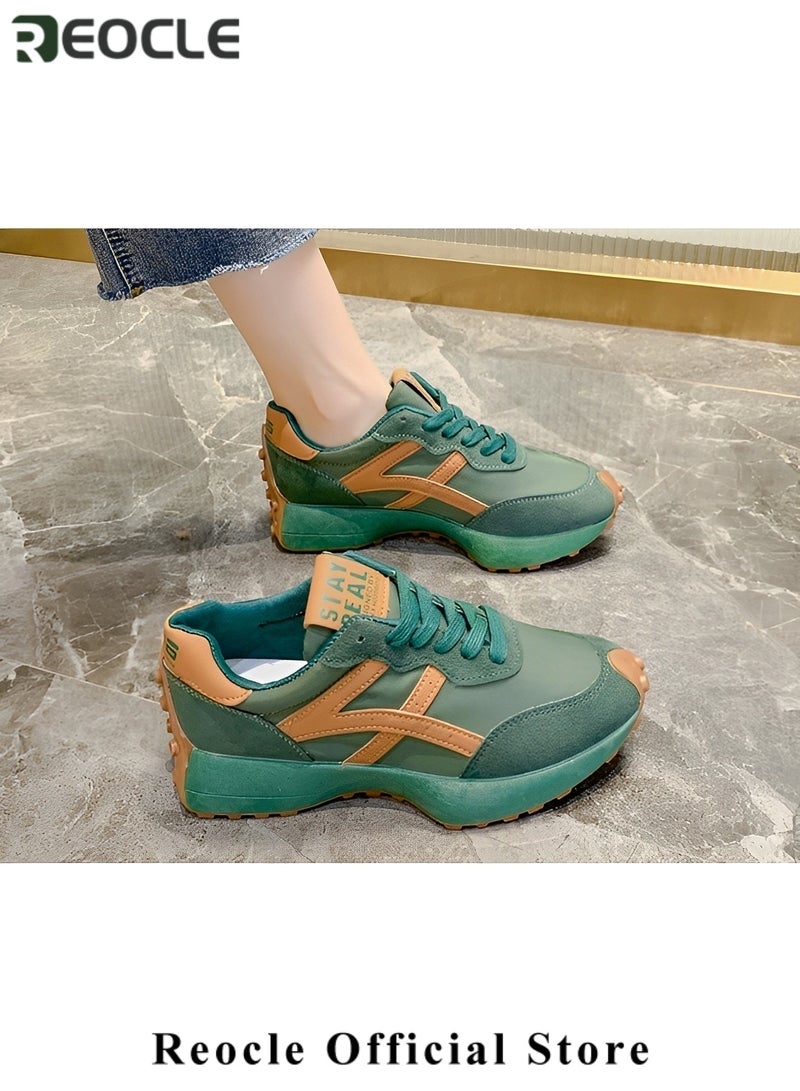 REOCLE Women's Sneaker Casual Comfort Cross Trainer Kicks Lace Up Nylon Sneaker Wide Widths Sneaker Running Shoe Racing Sneaker - Image 3