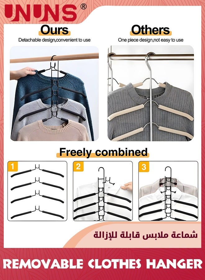 UNUNS Clothes Hangers,5 In 1 Heavy Duty Closet Organizer,Multi Layer Hangers Non Slip Metal Foam Padded Clothes Hanger Coats Hangers For Household Space Saver  - Image 4