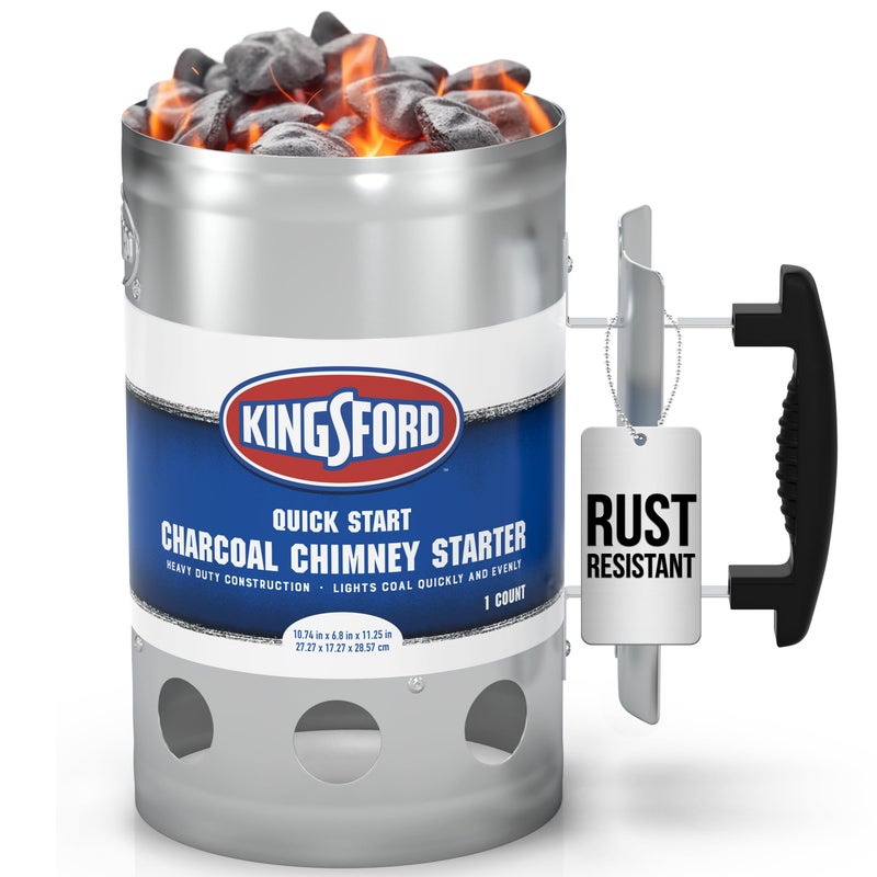 Kingsford كينيغسفورد شواية فحم ثقيلة الوزن ديلوكس | شواية فحم للشواء والشواء، أدوات شواية وشواية سهلة الاستخدام، فضي - Image 1