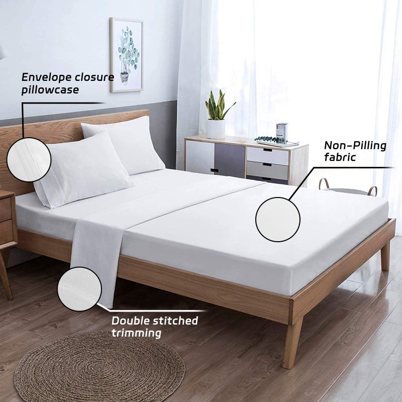 EaseHome مجموعة السرير ذات الحجم الأبيض Easehome - جيب عميق إلى 18 بوصة مرتبة 4 قطعة - صفائح الفراش الممتازة ومجموعة وسادات - ناعم إضافي - Image 4