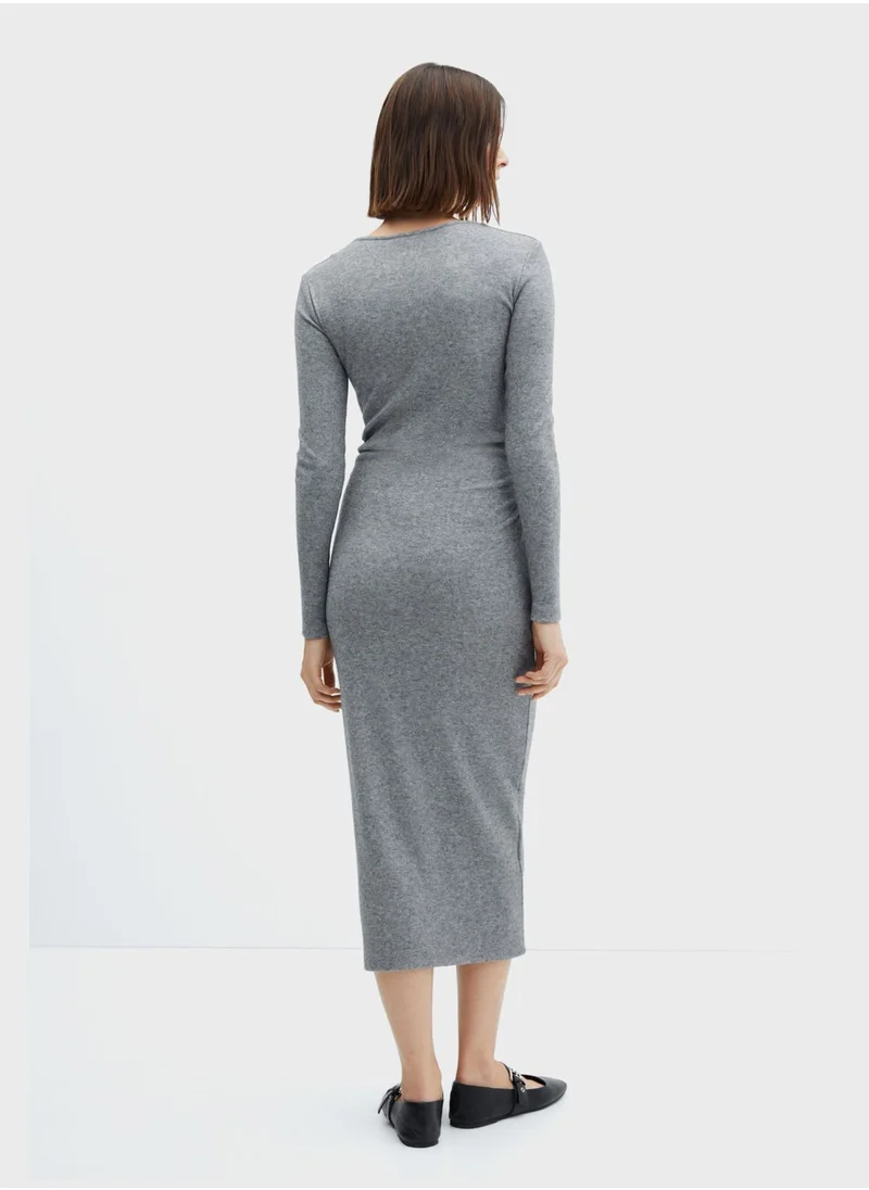 MANGO Crew Neck Knitted Dress