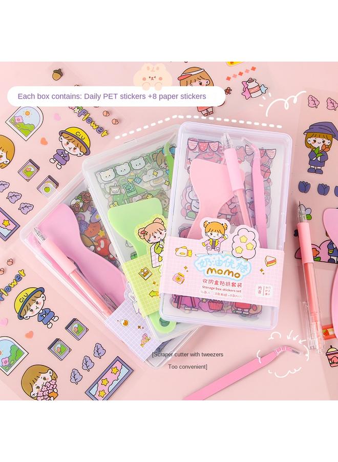 Bluejw Girl Heart Cartoon Sticker Suit Diy Cute Hand Account Material Material Package Boxed Goo Card Sticker Stationery Wholesale - Image 4