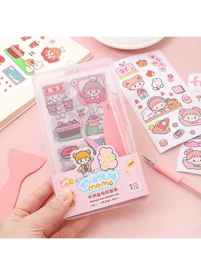 Bluejw Girl Heart Cartoon Sticker Suit Diy Cute Hand Account Material Material Package Boxed Goo Card Sticker Stationery Wholesale - Image 2