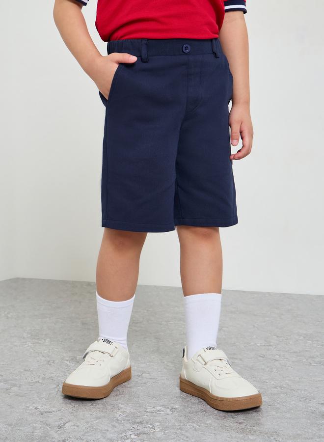 Styli Boys Solid Shorts with Elastic Waistband - Image 1