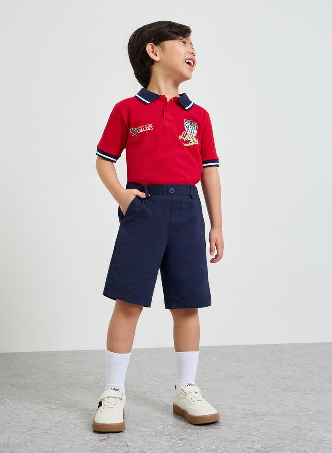 Styli Boys Solid Shorts with Elastic Waistband - Image 2