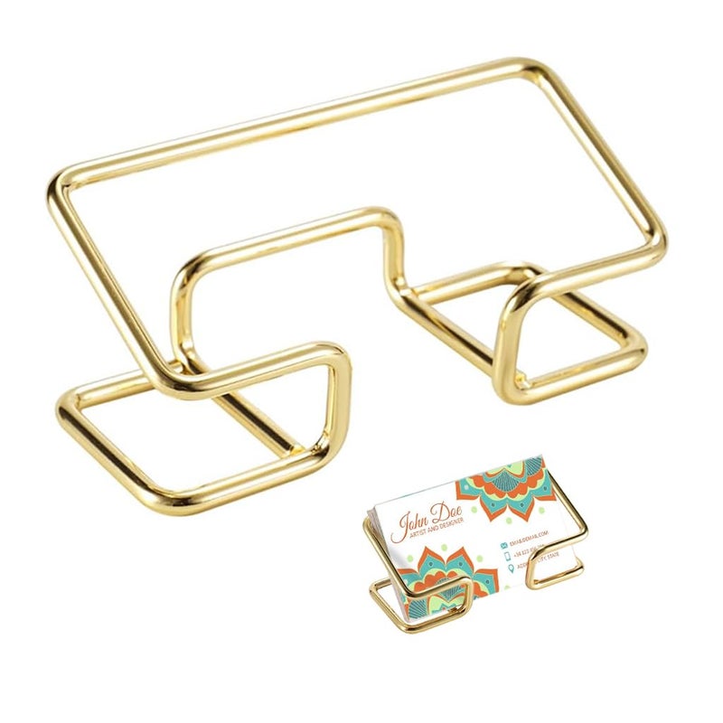 Climberty ® 1Pcs Visiting Card Holder for Men, Business Card Holder for Desk, Business Card Holder Display Stand, Modern Business Card Organizer, Desktop Business Card Holders (Gold) - Image 1