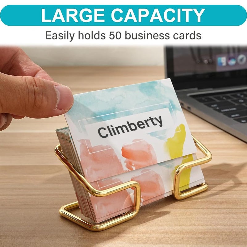 Climberty ® 1Pcs Visiting Card Holder for Men, Business Card Holder for Desk, Business Card Holder Display Stand, Modern Business Card Organizer, Desktop Business Card Holders (Gold) - Image 2
