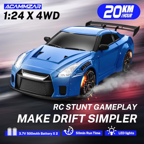 ACAMMZAR RC Drift Car 124 Remote Control Car for Kids 20KMH 4WD High Speed RC Cars with Lights Extra Racing Tires Vehicle for Adults Boys Girls - Image 5