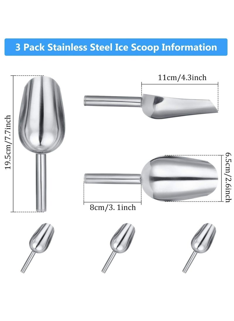 Oasisgalore 3 Pcs Stainless Steel Ice Scoop Set, 8/9/10-inch, for Candy, Ice, Dry Goods, Popcorn.  - Image 3