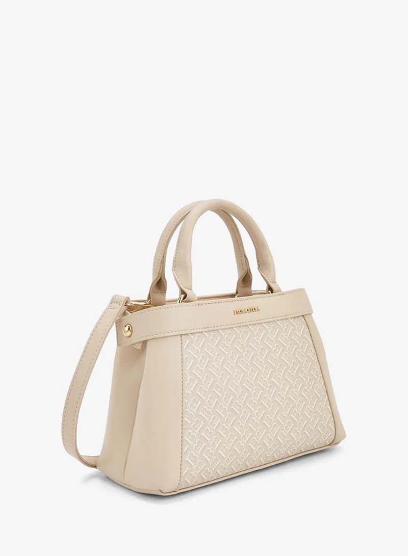 Flora Bella By Shoexpress Beige Monogram Print Tote Bag With Detachable Strap for Women | Best Price UAE