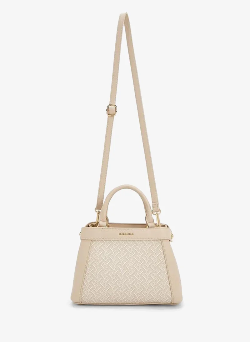 Flora Bella By Shoexpress Beige Monogram Print Tote Bag With Detachable Strap for Women | Best Price UAE
